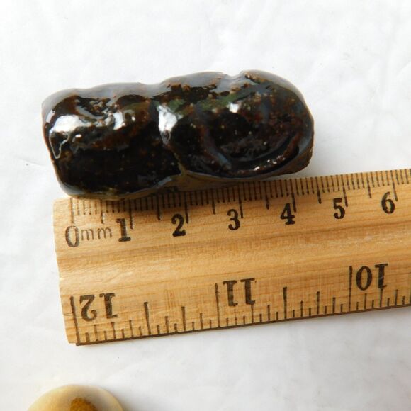 Vintage Macrame Beads Ceramic Handmade Lot fo 12 Rustic, Large Hole Glazed Clay - Picture 11 of 14